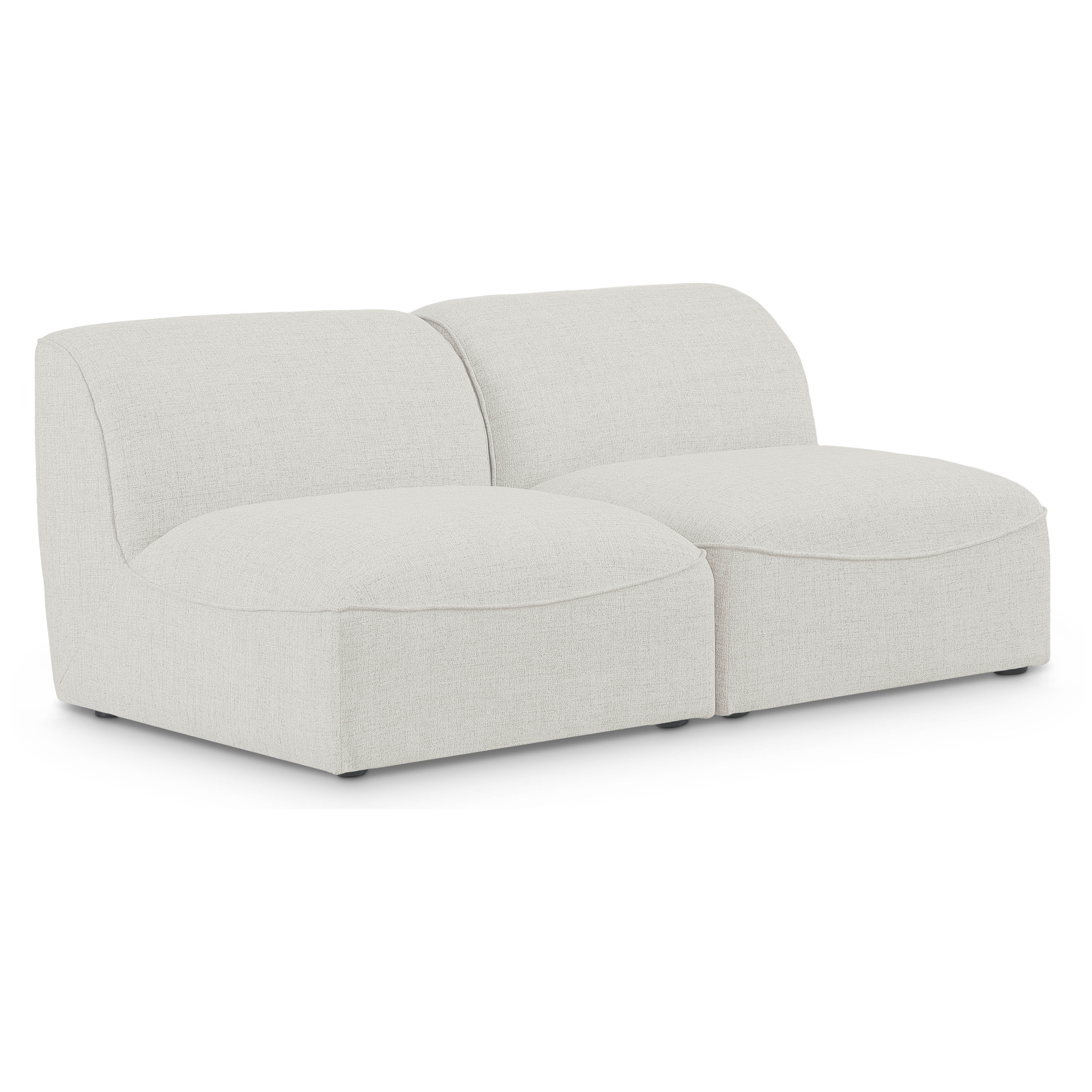 Mafalda 66" Linen Textured Fabric Upholstered 2pc. Armless Modular Loveseat