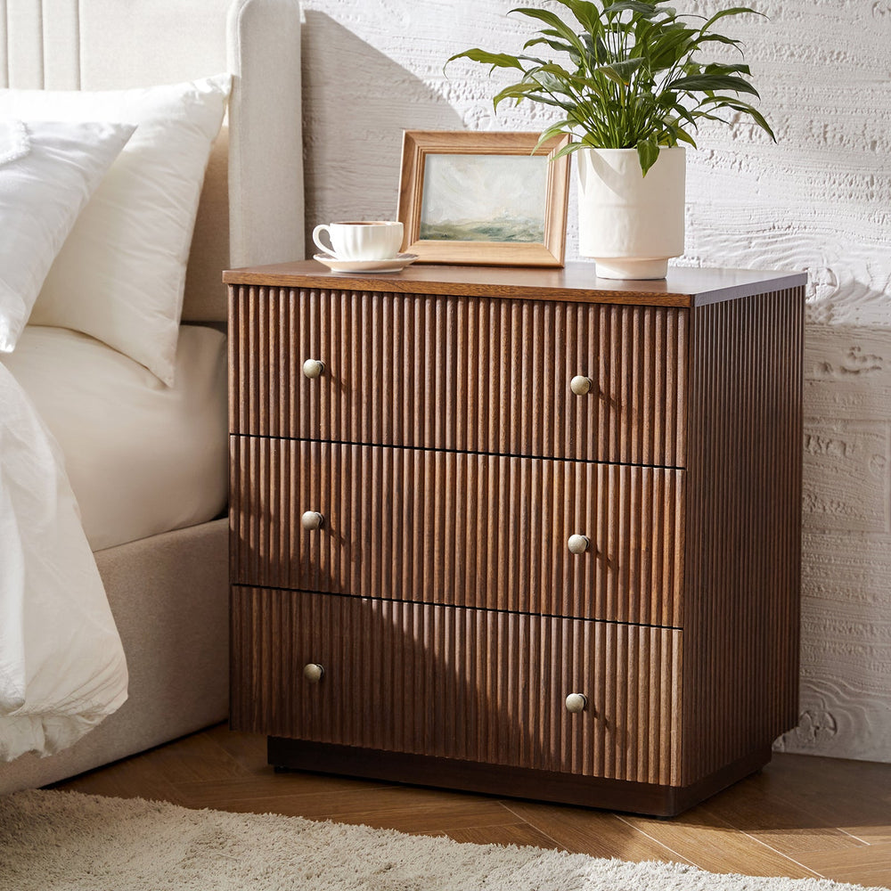 Albert 3-Drawer Nightstand in Walnut