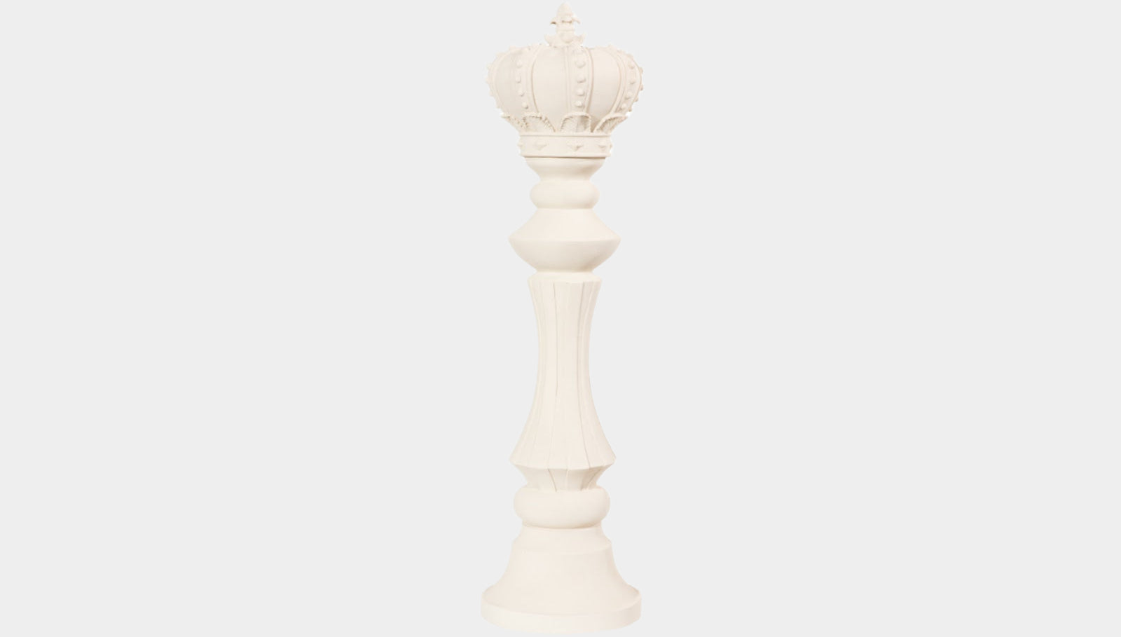 King Chess Sculpture in Cast Stone White – Life-Size Decor