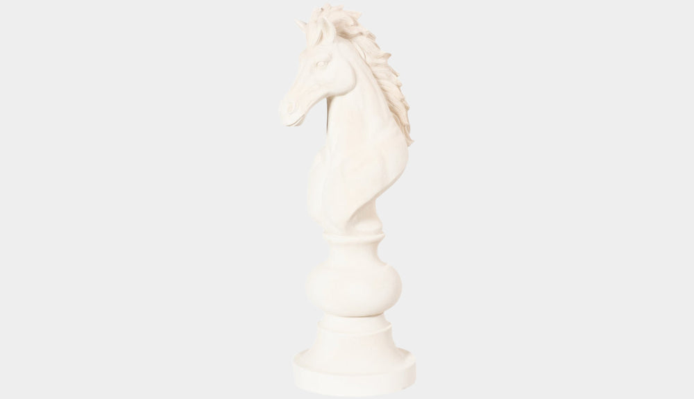 Knight Chess Sculpture in Cast Stone White – Life-Size Decor