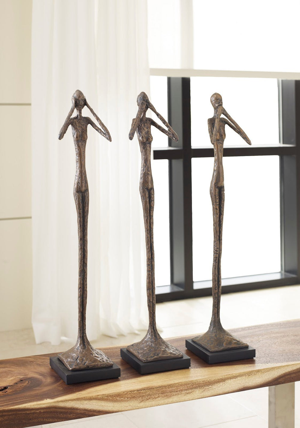 Hear No Evil Small Bronze Sculpture – Modern Decorative Art