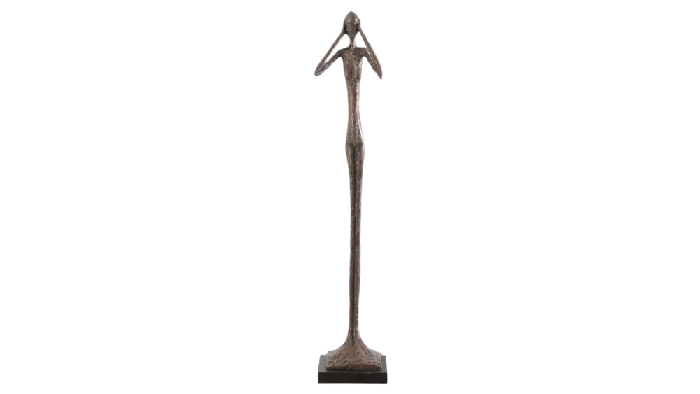 Hear No Evil Small Bronze Sculpture – Modern Decorative Art