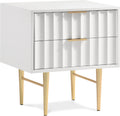 Malvern 22.5" White Wood Veneer And Stainless Steel Base Nightstand
