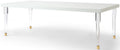 Bramwell 94.5" White Lacquer Finish Top And Acrylic Base Dining Table