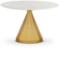 Etienne 48" White Genuine Marble Top And Steel Base Dining Table