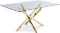 Willa 60" Gold Glass Top And Steel Base Dining Table