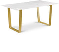 Cavallino 64" White Marble Veneer Top And Steel Base Dining Table
