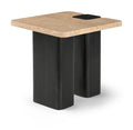 Piper Natural Genuine Travertine Top And Oak Wood Base End / Side Table