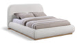 Ulyana Cream Linen Textured Fabric Upholstered Queen Bed