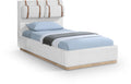 Bologna Cream Linen Textured Fabric Upholstered Twin Bed