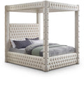 Renee Beige Velvet Upholstered King Bed (4 Boxes)