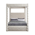 Renee Beige Velvet Upholstered Queen Bed (4 Boxes)