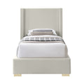 Rennes Beige Twin Linen Textured Fabric Upholstered Twin Bed (3 Boxes)