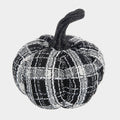 Set of 2 Plaid Knit Pumpkins – Black & White Halloween Décor