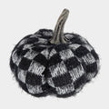 Set of 2 Checkered Pumpkins – Black & White Halloween Décor