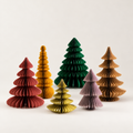 Set of Six Jewel Tone Accordion Paper Christmas Trees