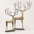 Set of 2 Antique Gold Metal Christmas Deer