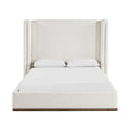 Saskia Cream Linen Textured Fabric Upholstered Queen Bed