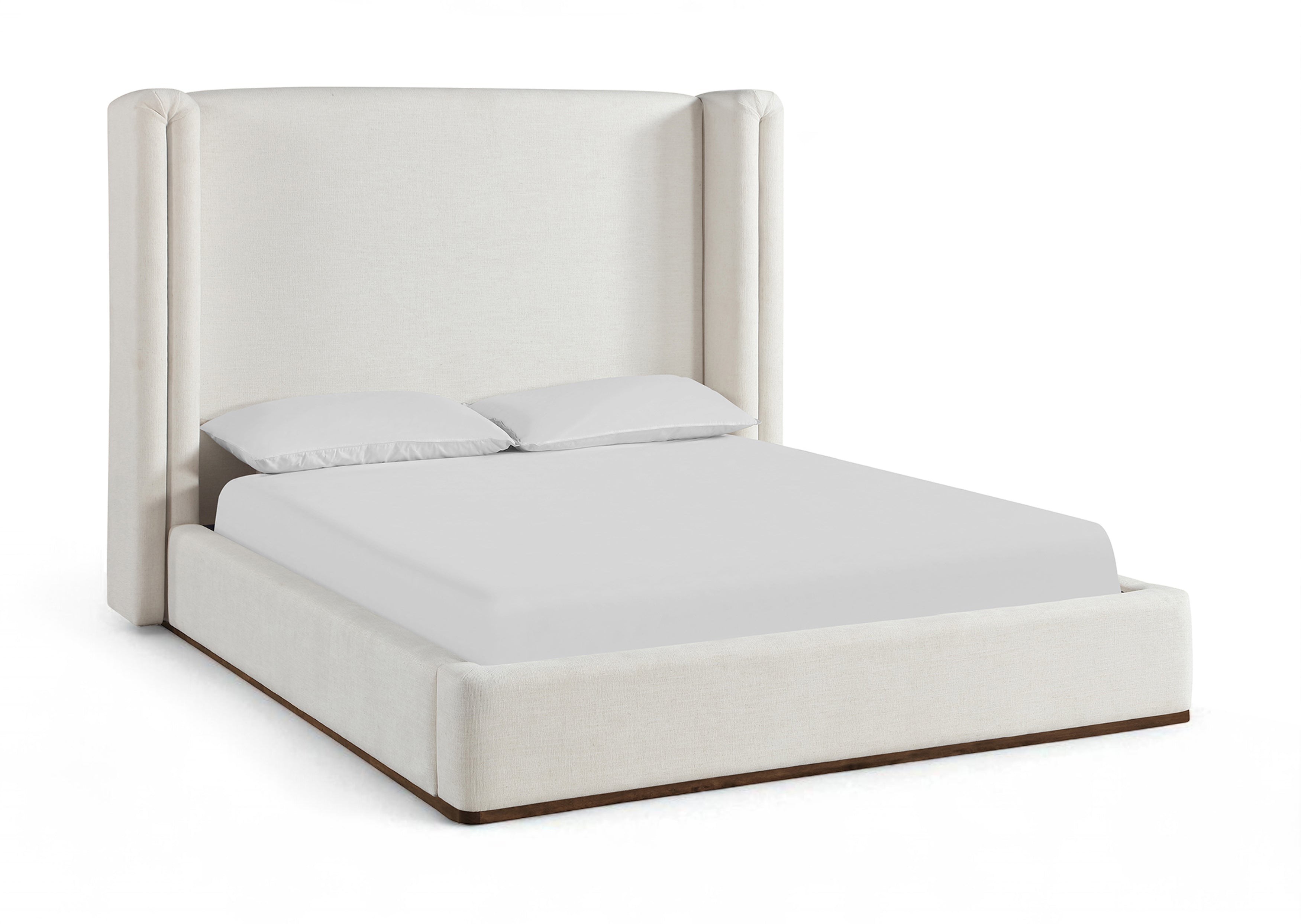 Saskia Cream Linen Textured Fabric Upholstered Queen Bed