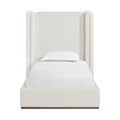 Saskia Cream Linen Textured Fabric Upholstered Twin Bed