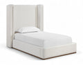 Saskia Cream Linen Textured Fabric Upholstered Twin Bed