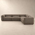 Auren 5 Piece Lattice Bouclé Upholstered Modular Corner Sectional