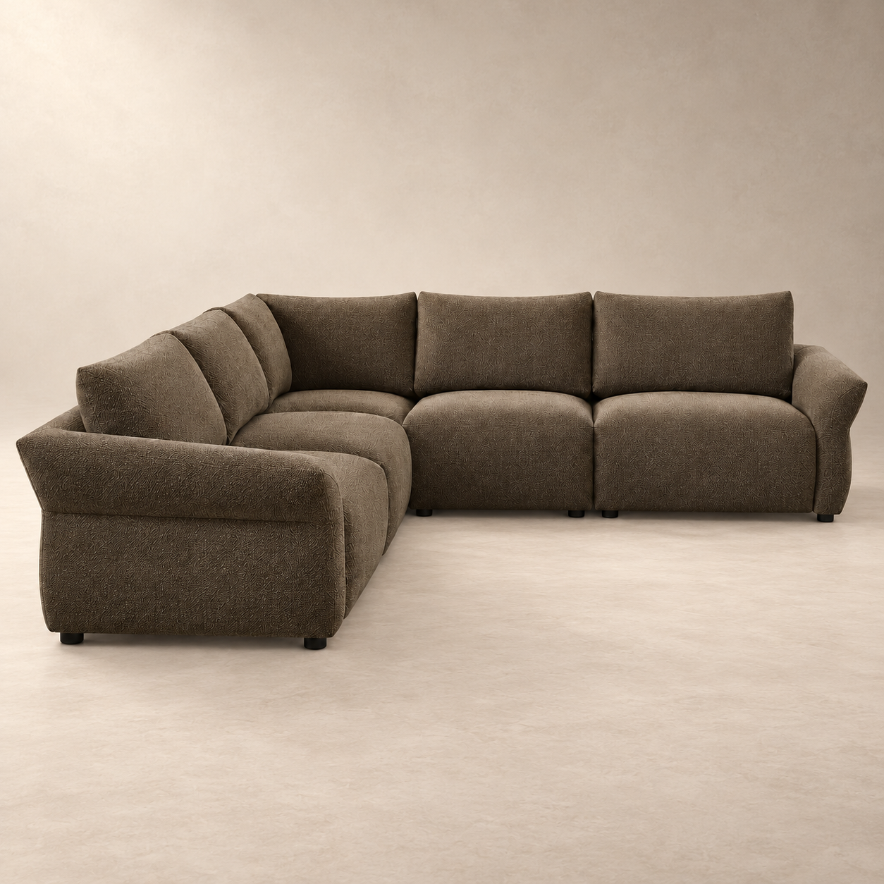 Theodore 5pc Sectional in Brown Chenille