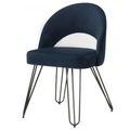 Jora Set of 2 Velvet Retro Dining Chairs in Navy