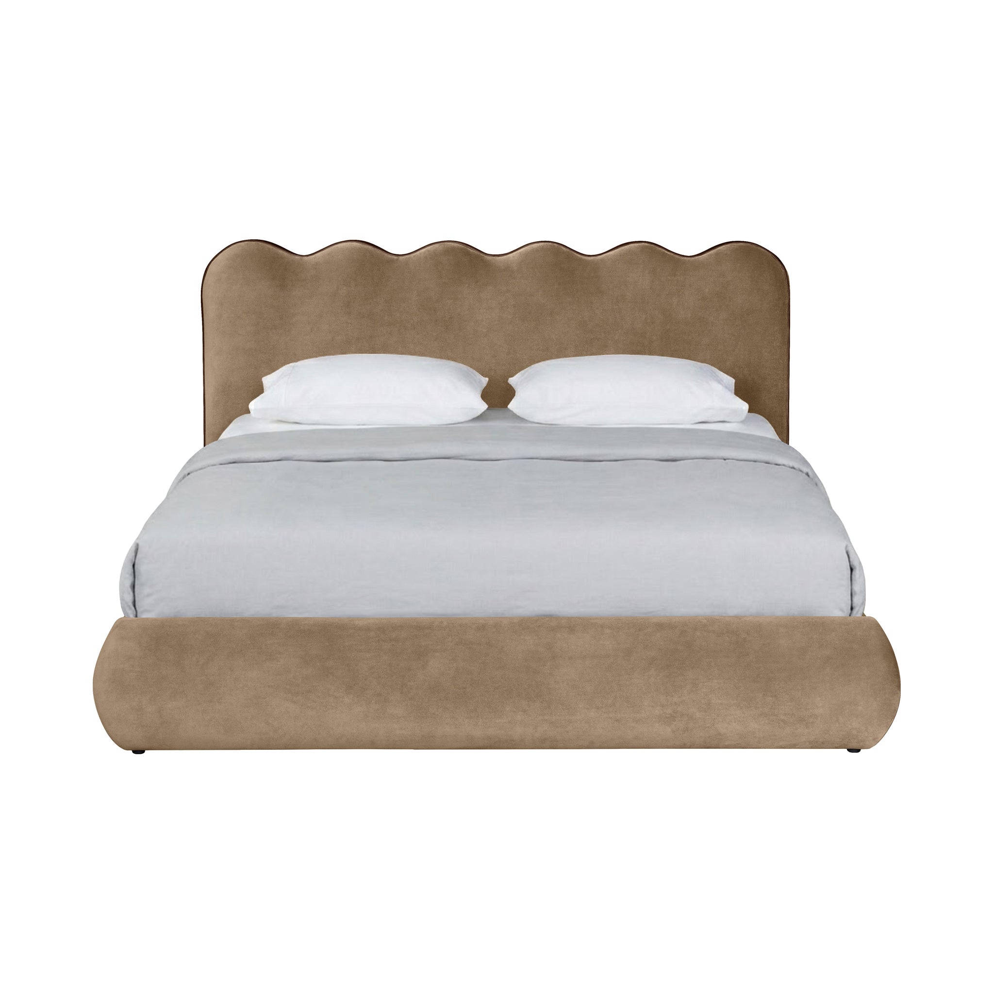 Sylvain Velvet Upholstered Full Bed - Beige