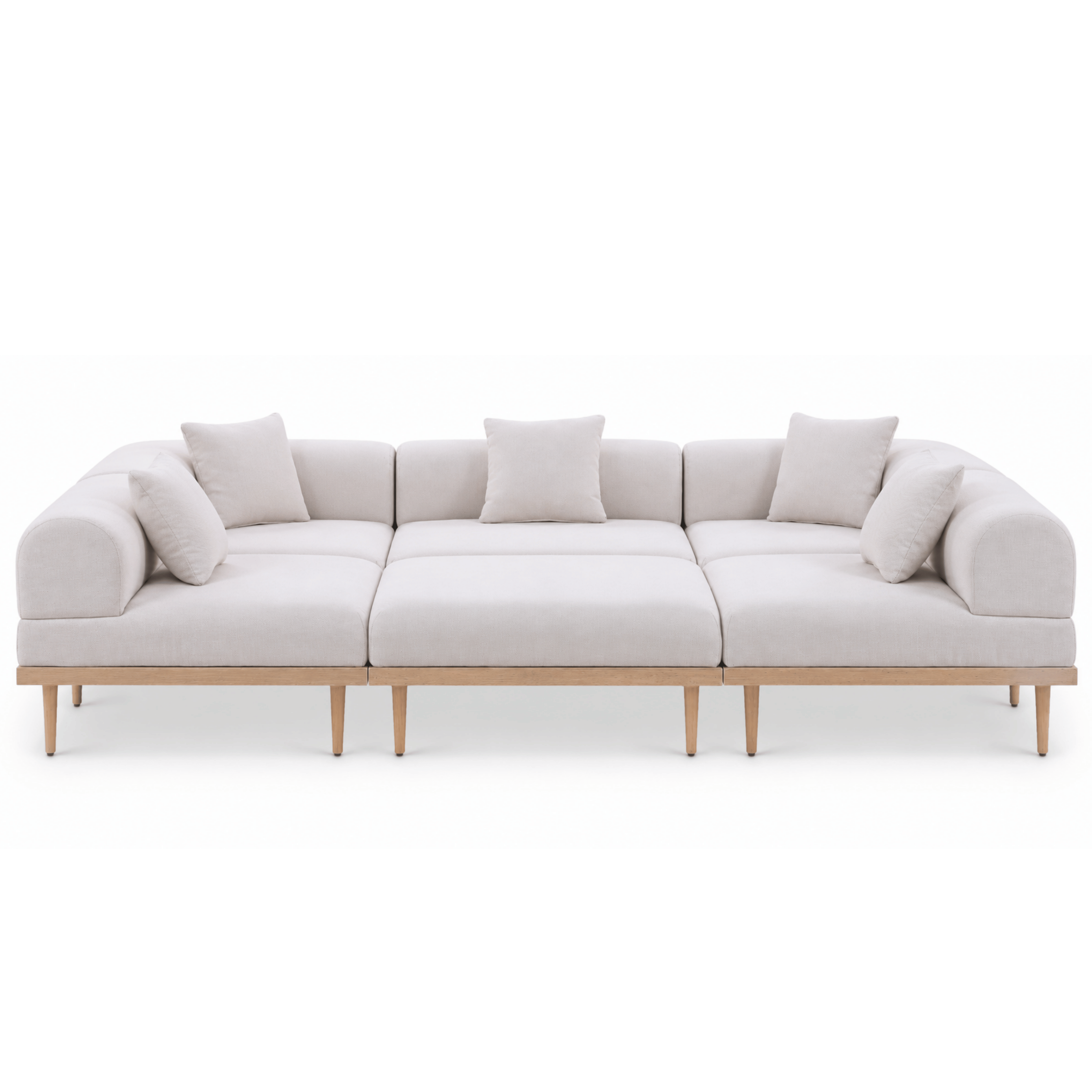Julietta 106.5" Resilient Water Resistant Fabric Upholstered 6pc. Outdoor Patio Modular Sectional