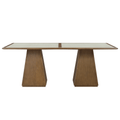 Augustine 78" Brown Glass And Cane Top With Solid Wood Base Dining Table