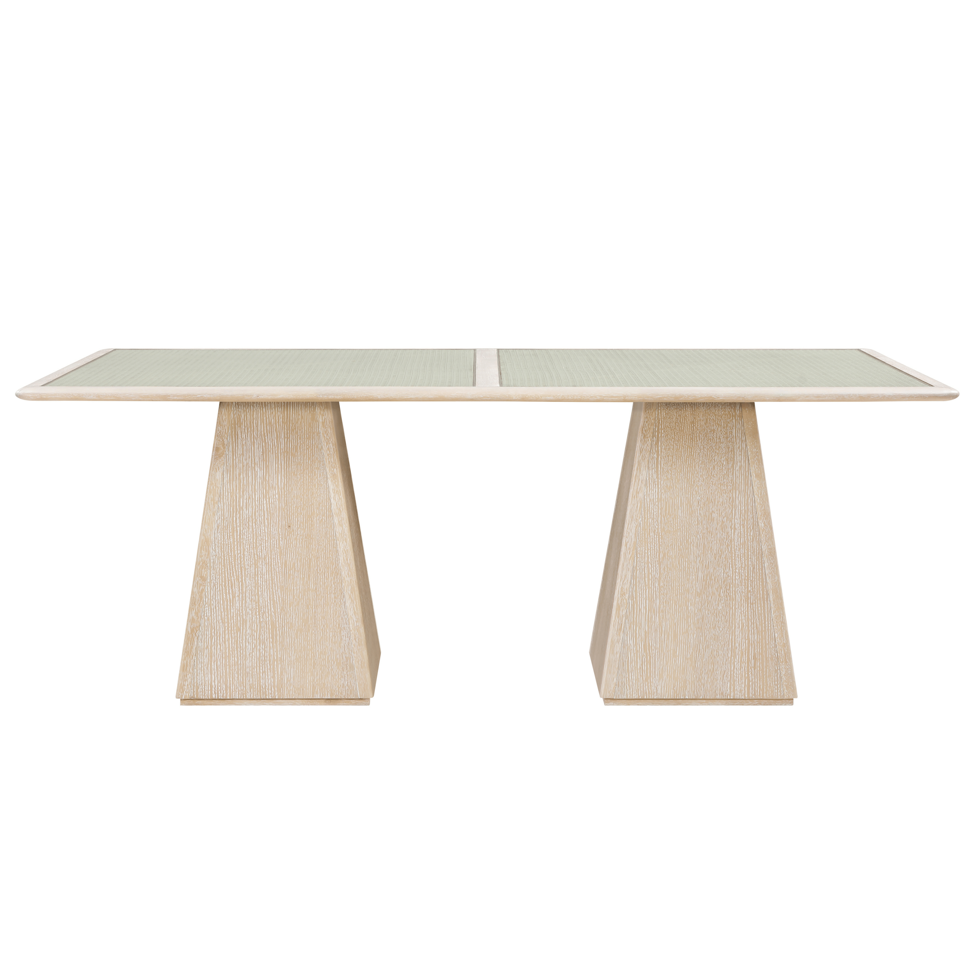 Augustine 78" Natural Glass And Cane Top With Solid Wood Base Dining Table