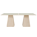 Augustine 78" Natural Glass And Cane Top With Solid Wood Base Dining Table