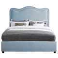 Fantine Light Blue Linen Textured Fabric Upholstered Queen Bed