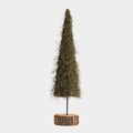 Furry Pine Tree with Rustic Log Base