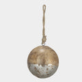 Set of 4 Natural Wood and Silver Ball Ornament
