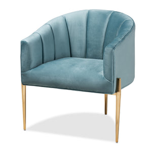 Clarisse Blue Velvet Accent Chair