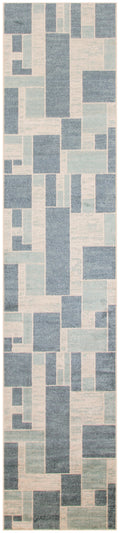 Astra Machine Washable Blue Ivory Modern Polyester Area Rug