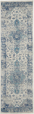 Tranquil Ivory Light Blue Vintage Polypropylene Area Rug