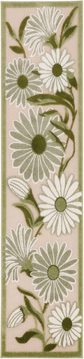 Aloha Ivory Green Outdoor Polypropylene Area Rug