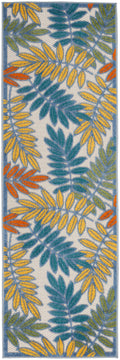Aloha Ivory Multicolor Tropical Polypropylene Area Rug