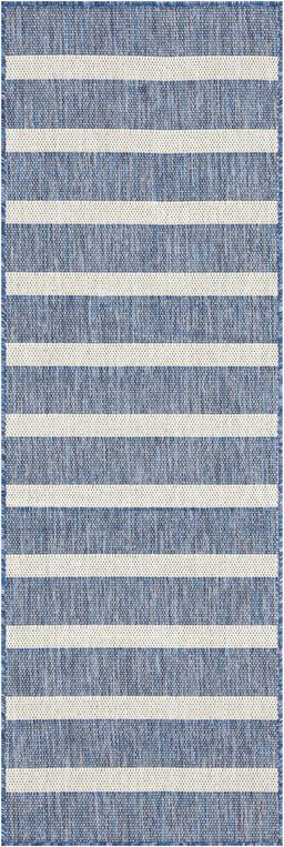 Positano Navy Ivory Modern Polypropylene Area Rug - 2' x 6'