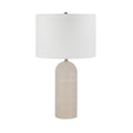 Ixia 25" Tall Plated Antique Brushed Brass Iron Table Lamp with Drum Linen Shade
