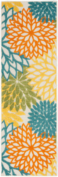 Aloha Turquoise Multicolor Tropical Polypropylene Area Rug