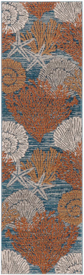Seaside Blue Multicolor Coastal, Nautical & Beach Polypropylene Area Rug