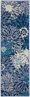 Passion Navy Ivory Contemporary Polypropylene Area Rug