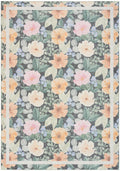 Botanical Washables Charcoal Multicolor Farmhouse Polyester Area Rug