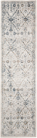 Astra Machine Washable Ivory Blue Vintage Polyester Area Rug