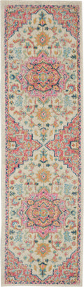 Passion Ivory Pink Bohemian Polypropylene Area Rug