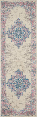 Grafix Ivory Pink Vintage Polypropylene Area Rug